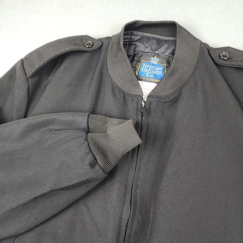 Neptune Garment Co Jacket Womens 14 L Black Polyester Twill Bomber Zip Epaulets